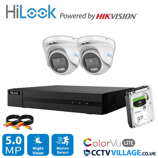 4K HIKVISION COLORVU AUDIO HOME CCTV SYSTEM 8MP DVR 5MP 3K SURVEILLANCE CAMERA 4 CHANNEL DVR 2x CAMERA 2TB HDD