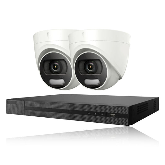 5MP COLORVU OUTDOOR CCTV SECURITY 24/7 COLOUR NIGHT VISION CAMERA SYSTEM KIT 4CH DVR 2x Cameras 4TB HDD