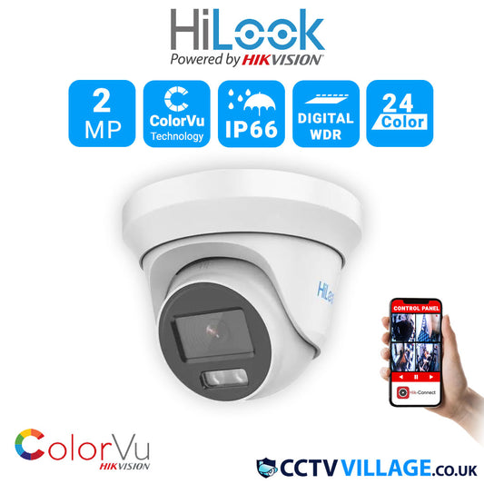 HILOOK BY HIKVISION COLORVU CCTV CAMERA 2 MP 1080P HD TURRET IP66 20M THC-T229-M