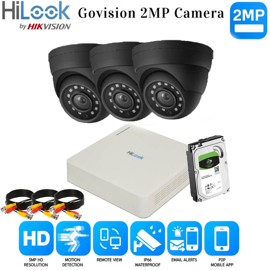 Hikvision Home Outdoor CCTV Security Camera System Kit HD 1080P 4CH DVR IR NIGHT 4CH DVR 3xCameras (gray) 500GB HDD