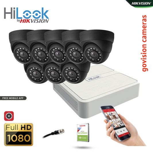 HIKVISION CCTV SYSTEM FULL HD DVR HD OUTDOOR CAMERA HOME SECURITY KIT 8CH DVR 8xCameras (gray) 1TB HDD