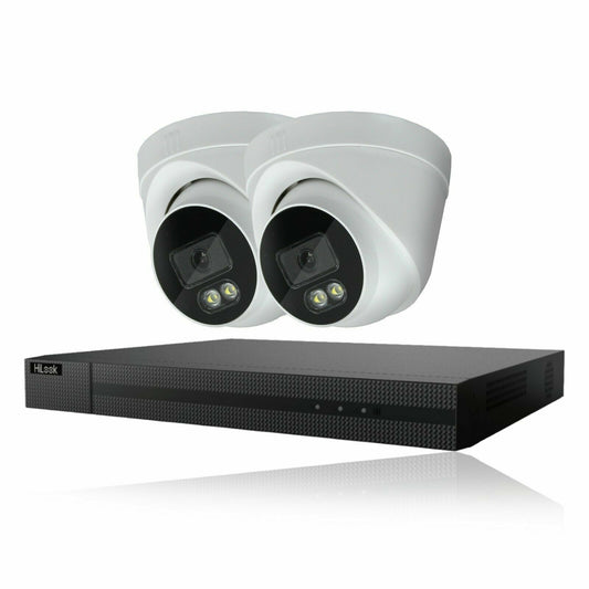 HIKVISION HILOOK COLOURVU 5MP CCTV SYSTEM UHD AUDIO MIC DVR CAMERAS SECURITY KIT 4CH DVR 2xCameras 4TB HDD