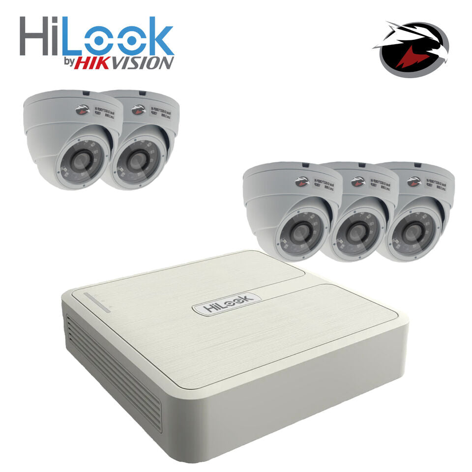 HIKVISION HILOOK CCTV 1080P NIGHT VISION OUTDOOR HD DVR HOME SECURITY SYSTEM KIT 8CH DVR 5xCameras 4TB HDD