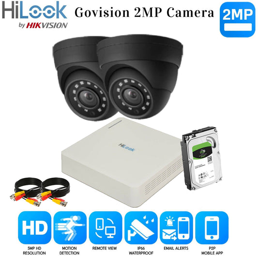 Hikvision Home Outdoor CCTV Security Camera System Kit HD 1080P 4CH DVR IR NIGHT 4CH DVR 2xCameras (gray) 1TB HDD