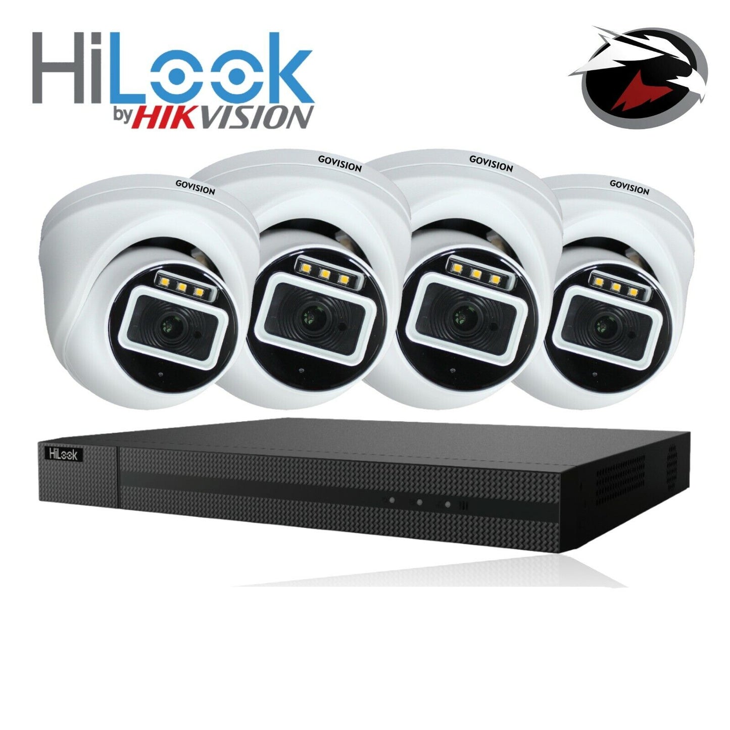 HIKVISION CCTV HD 5MP COLORFUL NIGHT & DAY OUTDOOR DVR HOME SECURITY SYSTEM KIT 4CH DVR 4x Cameras (white) 2TB HDD