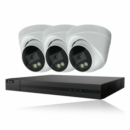 HIKVISION HILOOK COLOURVU 5MP CCTV SYSTEM UHD AUDIO MIC DVR CAMERAS SECURITY KIT 4CH DVR 3xCameras 3TB HDD