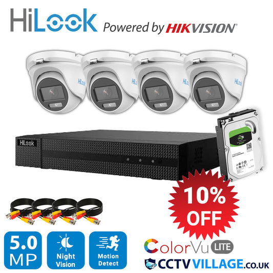 4K HIKVISION COLORVU AUDIO HOME CCTV SYSTEM 8MP DVR 5MP 3K SURVEILLANCE CAMERA 4 CHANNEL DVR 4x CAMERA 1TB HDD