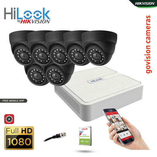 HIKVISION CCTV SYSTEM FULL HD DVR HD OUTDOOR CAMERA HOME SECURITY KIT 8CH DVR 7xCameras (gray) 3TB HDD