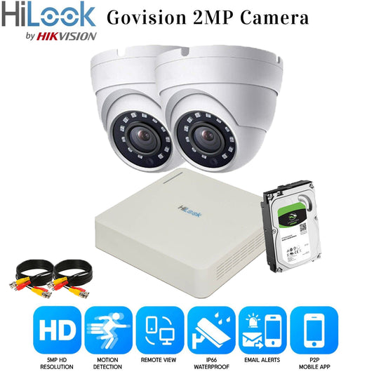 HIKVISION CCTV SYSTEM FULL HD DVR HD OUTDOOR CAMERA HOME SECURITY KIT 4CH DVR 2xCameras (white) 3TB HDD