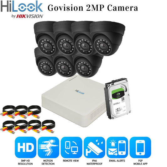 Hikvision Home Outdoor CCTV Security Camera System Kit HD 1080P 4CH DVR IR NIGHT 8CH DVR 7xCameras (gray) 500GB HDD