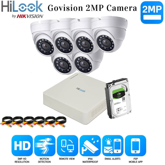 Hikvision Home Outdoor CCTV Security Camera System Kit HD 1080P 4CH DVR IR NIGHT 8CH DVR 6xCameras (white) 1TB HDD