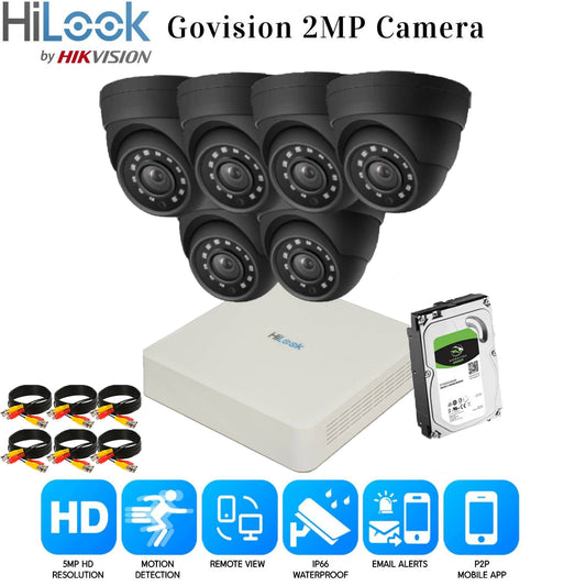 Hikvision Home Outdoor CCTV Security Camera System Kit HD 1080P 4CH DVR IR NIGHT 8CH DVR 6xCameras (gray) 1TB HDD