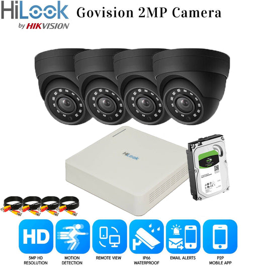 HIKVISION CCTV SYSTEM FULL HD DVR HD OUTDOOR CAMERA HOME SECURITY KIT 8CH DVR 4xCameras (gray) 1TB HDD