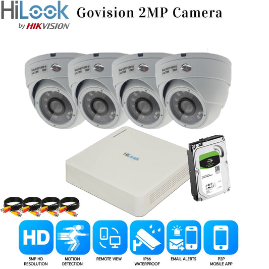 HIKVISION HILOOK CCTV 1080P NIGHT VISION OUTDOOR HD DVR HOME SECURITY SYSTEM KIT 8CH DVR 4xCameras 1TB HDD