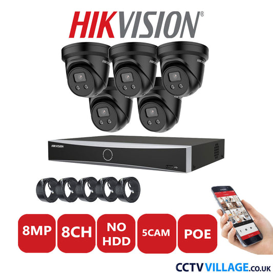 Hikvision 8MP IP system five cameras with audio without HDD