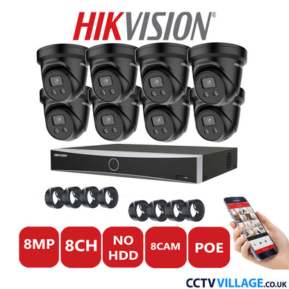 Hikvision 8MP IP system eight cameras with audio without HDD
