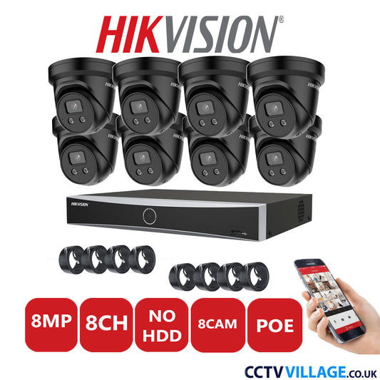 Hikvision 8MP IP system eight cameras with audio without HDD