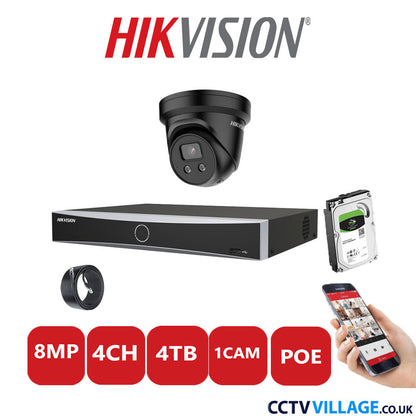 Hikvision 8MP IP system one camera with audio 4TB