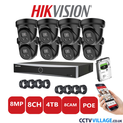 Hikvision 8MP IP system eight cameras with audio 4TB