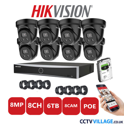 Hikvision 8MP IP system eight cameras with audio 6TB