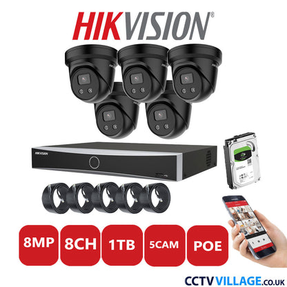 Hikvision 8MP IP system five cameras with audio 1TB