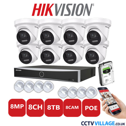 Hikvision 8MP IP system eight cameras with audio 8TB