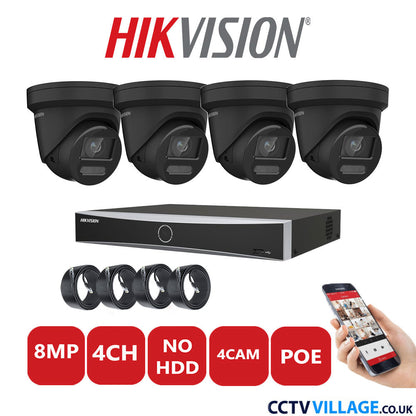 Hikvision 8MP IP system four cameras with audio without HDD