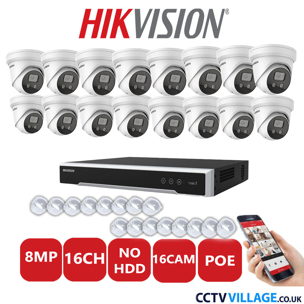 Hikvision 8MP IP system sixteen cameras with audio without HDD