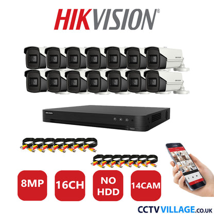 Hikvision 8MP system fourteen cameras with audio without HDD