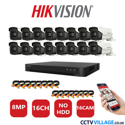 Hikvision 8MP system sixteen cameras with audio without HDD