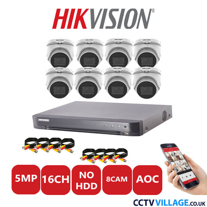 Hikvision 5MP system eight cameras with audio without HDD