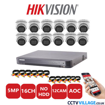 Hikvision 5MP system twelve cameras with audio without HDD