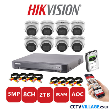 Hikvision 5MP system eight cameras with audio 2TB