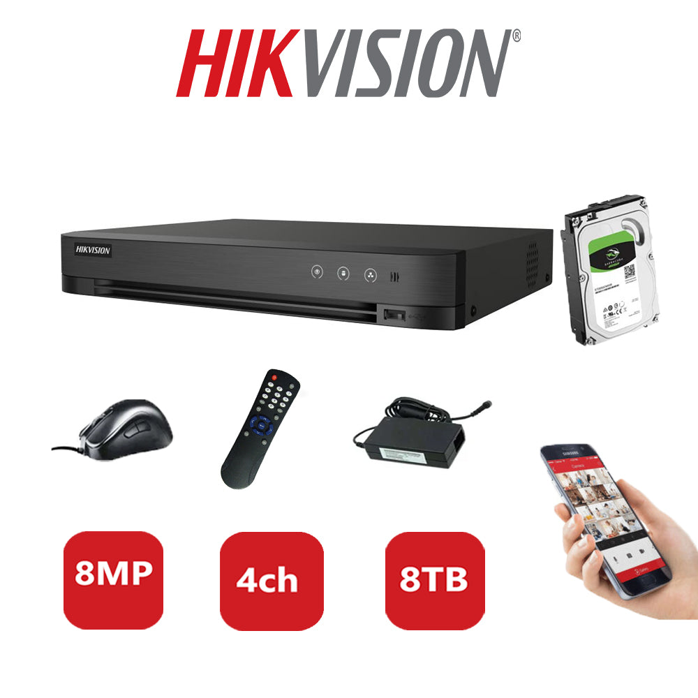 Hikvision 8MP DVR DS-7204HUHI-K1/P  8TB HDD