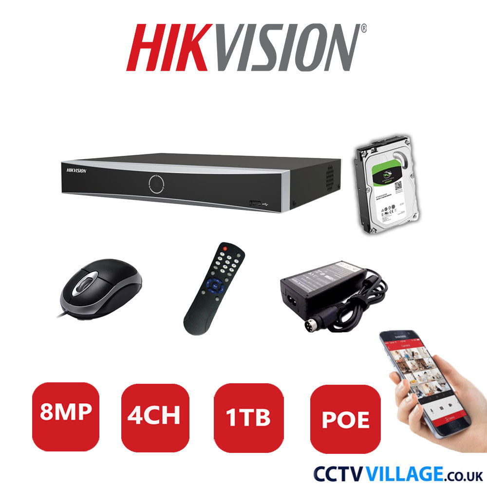 Hikvision 8MP 4CH NVR-DS7604NXI-K1/4P 1TB HDD