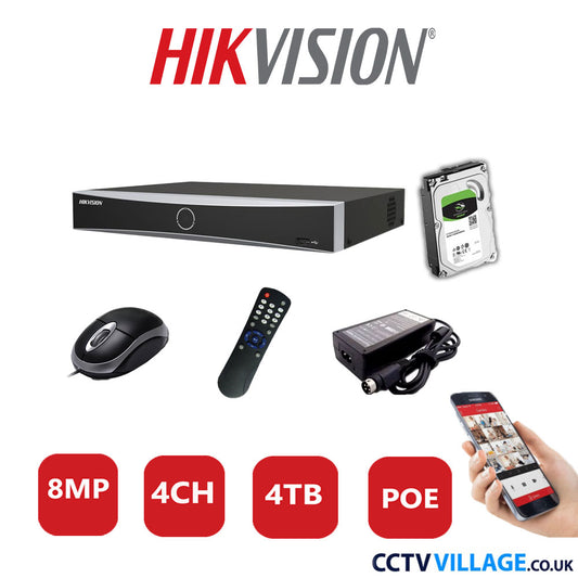 Hikvision 8MP 4CH NVR-DS7604NXI-K1/4P 4TB HDD