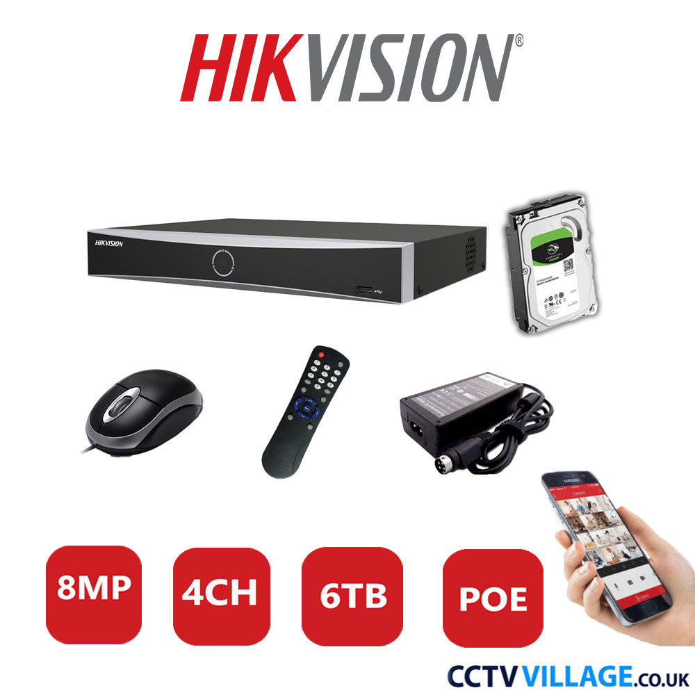 Hikvision 8MP 4CH NVR-DS7604NXI-K1/4P 6TB HDD