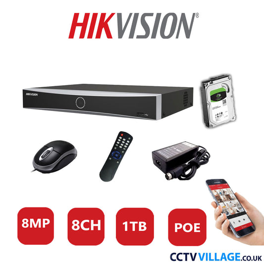 Hikvision 8MP 8CH NVR-DS7608NXI-K1/8P 1TB HDD