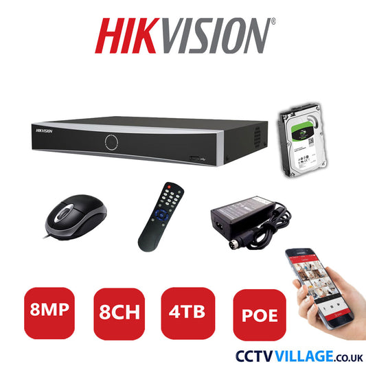 Hikvision 8MP 8CH NVR-DS7608NXI-K1/8P 4TB HDD