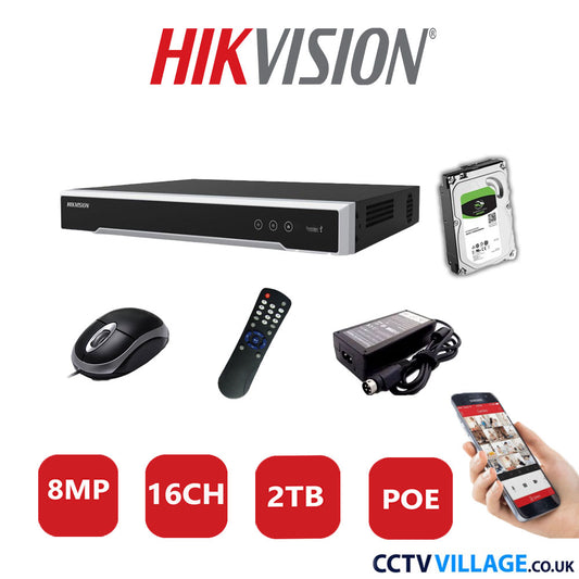 Hikvision 8MP 16CH NVR-DS7616NXI-12/16P 2TB HDD