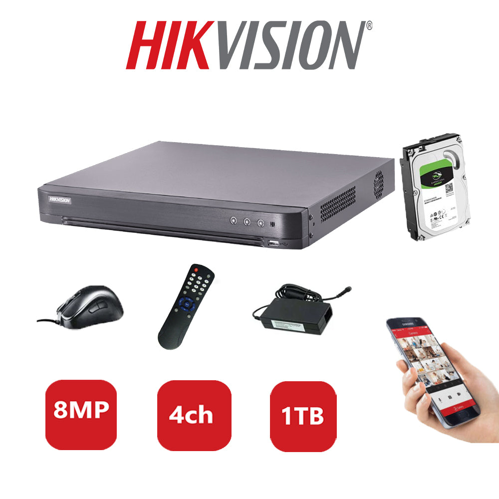 Hikvision 8MP DVR iDS-7204HUHI-K2/4S (B) 1TB HDD