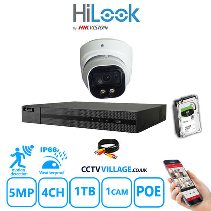 Full IP CCTV System 5MP Kit 4CH Hilook NVR Hizone White Cameras and HDD Special Offer