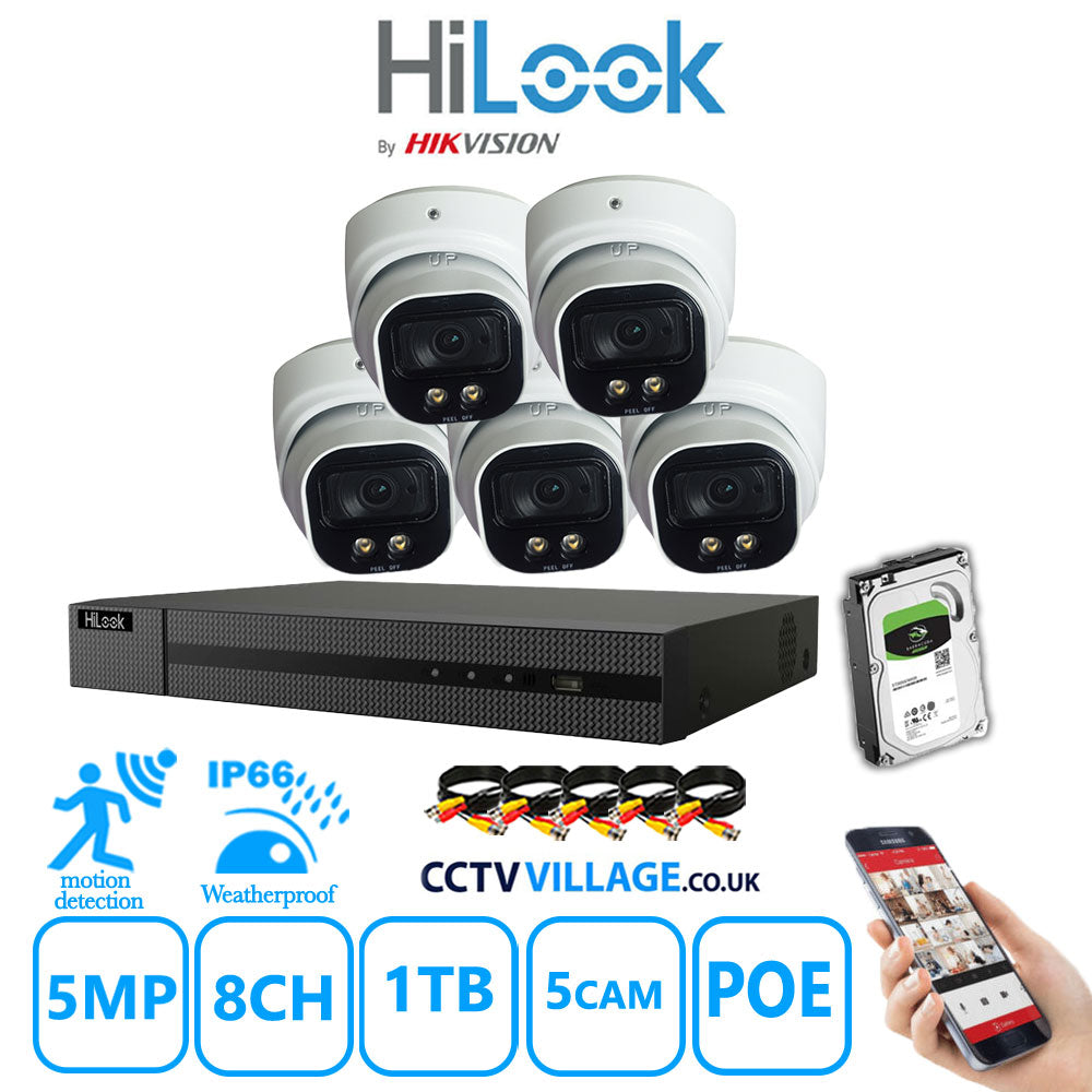 Full IP CCTV System 5MP Kit 8CH Hilook NVR Hizone White Cameras and HDD Special Offer