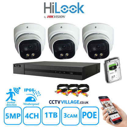 Full IP CCTV System 5MP Kit 4CH Hilook NVR Hizone White Cameras and HDD Special Offer