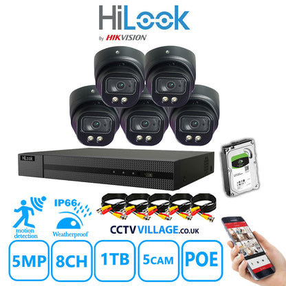 Full IP CCTV System 5MP Kit 8CH Hilook NVR Hizone Black Cameras and HDD Special Offer