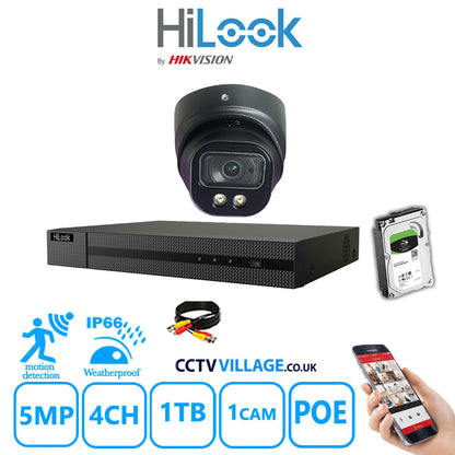 Full IP CCTV System 5MP Kit 4CH Hilook NVR Hizone Black Cameras and HDD Special Offer