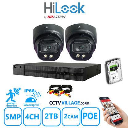 Full IP CCTV System 5MP Kit 4CH Hilook NVR Hizone Black Cameras and HDD Special Offer