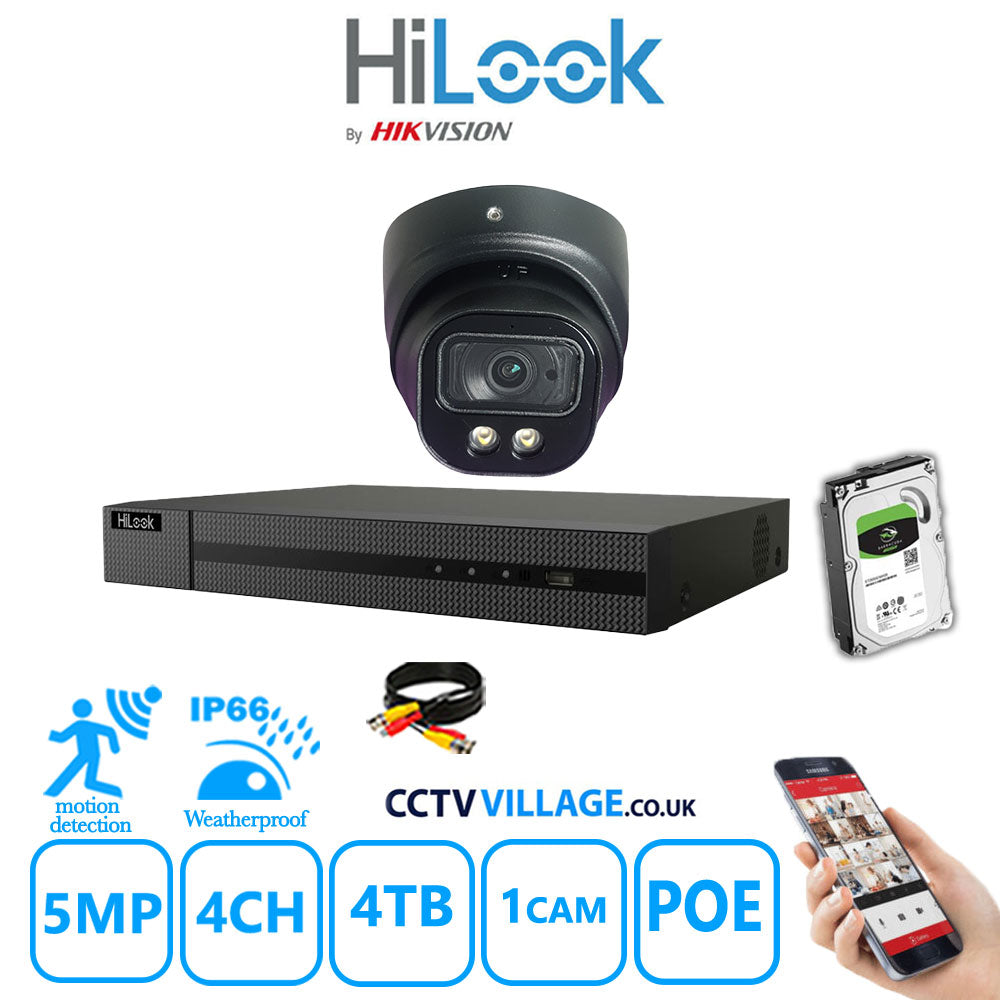 Full IP CCTV System 5MP Kit 4CH Hilook NVR Hizone Black Cameras and HDD Special Offer