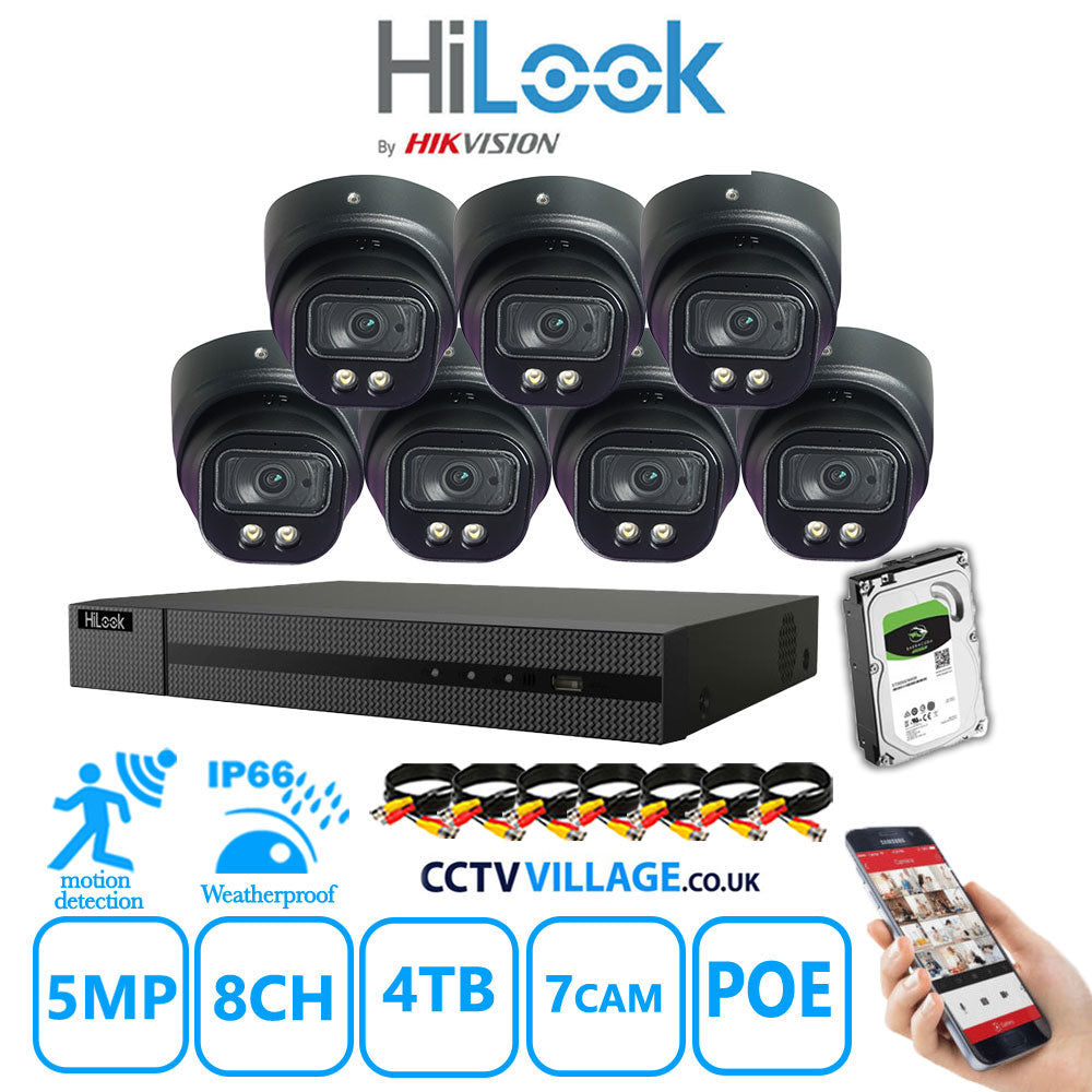 Full IP CCTV System 5MP Kit 8CH Hilook NVR Hizone Black Cameras and HDD Special Offer