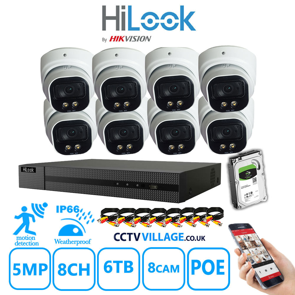 Full IP CCTV System 5MP Kit 8CH Hilook NVR Hizone White Cameras and HDD Special Offer